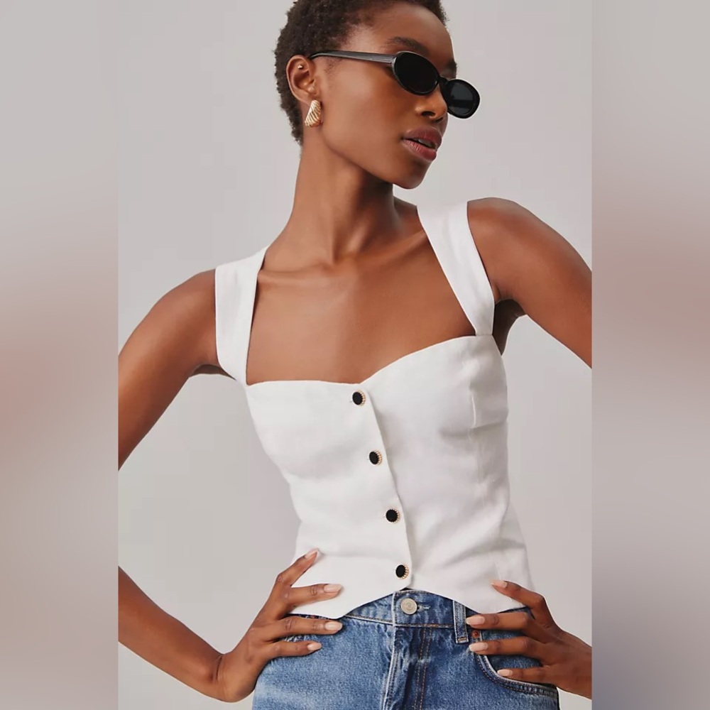 Reformation Kimberly Linen Top in white